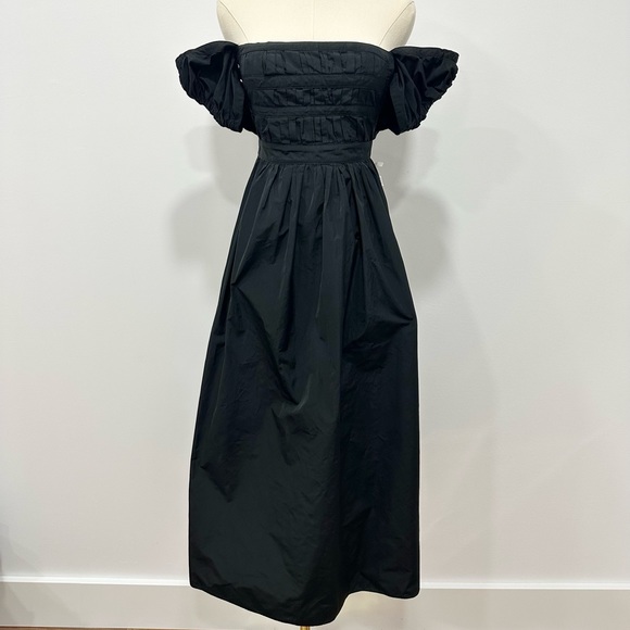 Rare Brock Collection Off the Shoulder Black Midi Dress - Picture 2 of 12